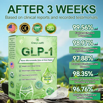 𝐂𝐫𝗮𝐳𝐲𝗟𝗲𝐚𝗳® 𝑆𝑀𝐺𝑇-𝐺𝐿𝑃-1 𝘕𝘢𝘯𝘰 𝘔𝘪𝘤𝘳𝘰𝘯𝘦𝘦𝘥𝘭𝘦 𝘗𝘢𝘵𝘤𝘩 with Collagen & Matrixyl 3000 丨Targets Obesity, Loose Skin, High Blood Pressure, Diabetes, Fatty Liver, Joint Pain, Brain Fog, Low Energy, Body Aches, and More