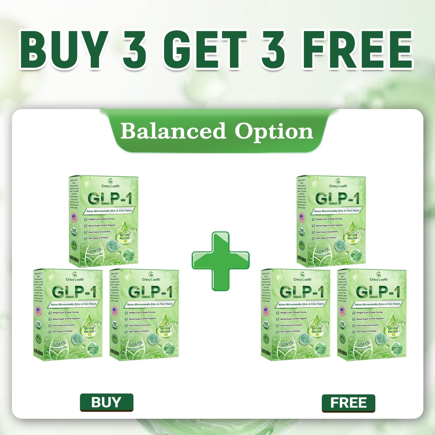 𝐂𝐫𝗮𝐳𝐲𝗟𝗲𝐚𝗳® 𝑆𝑀𝐺𝑇-𝐺𝐿𝑃-1 𝘕𝘢𝘯𝘰 𝘔𝘪𝘤𝘳𝘰𝘯𝘦𝘦𝘥𝘭𝘦 𝘗𝘢𝘵𝘤𝘩 with Collagen & Matrixyl 3000 丨Targets Obesity, Loose Skin, High Blood Pressure, Diabetes, Fatty Liver, Joint Pain, Brain Fog, Low Energy, Body Aches, and More