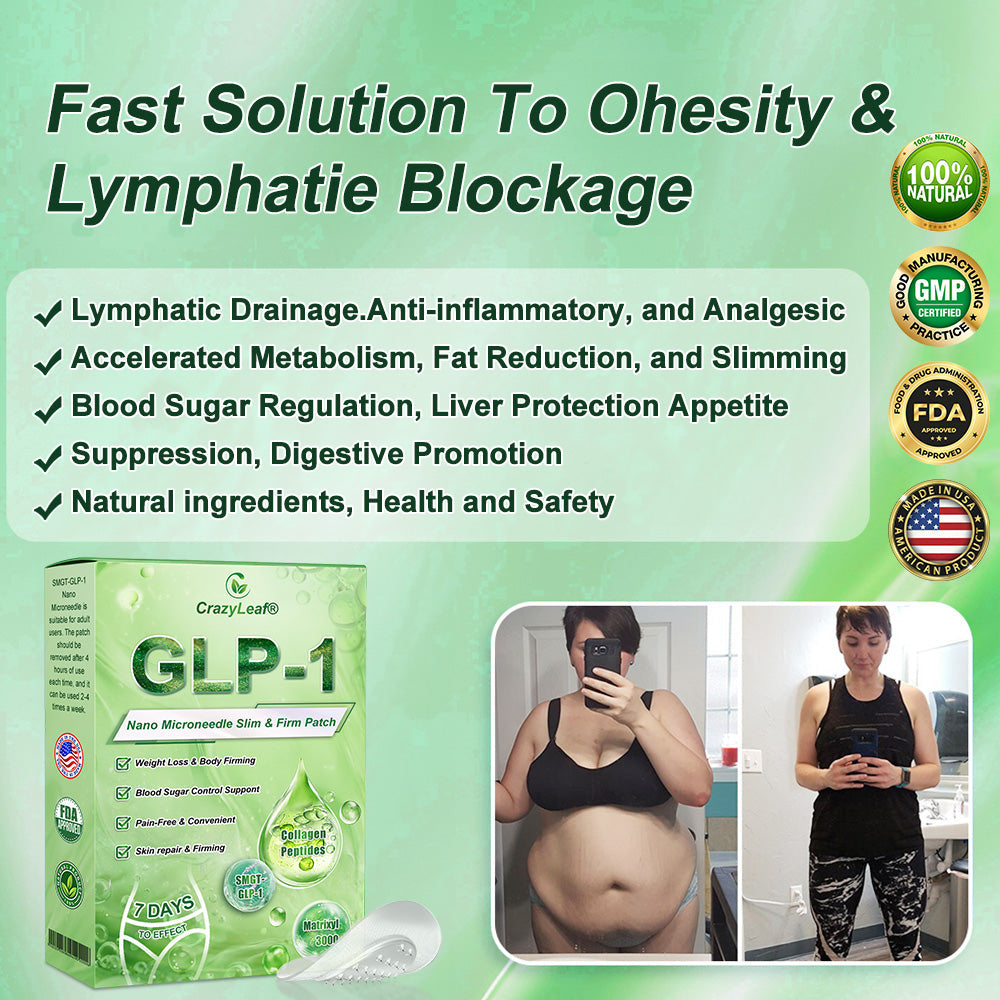 𝐂𝐫𝗮𝐳𝐲𝗟𝗲𝐚𝗳® 𝑆𝑀𝐺𝑇-𝐺𝐿𝑃-1 𝘕𝘢𝘯𝘰 𝘔𝘪𝘤𝘳𝘰𝘯𝘦𝘦𝘥𝘭𝘦 𝘗𝘢𝘵𝘤𝘩 with Collagen & Matrixyl 3000 丨Targets Obesity, Loose Skin, High Blood Pressure, Diabetes, Fatty Liver, Joint Pain, Brain Fog, Low Energy, Body Aches, and More