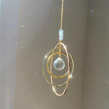 Suncatcher Hanging Crystal Moon Catcher Pendants Wind Chimes Rainbow Prism Window Drop Bell Christmas Tree Home Decor