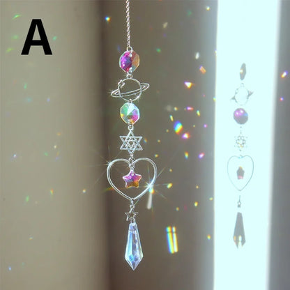 Crystal Wind Chime Moon Sun Catcher Diamond Prisms Pendant Dream Catcher Rainbow Chaser Hanging Drop Home Garden Decor Windchime
