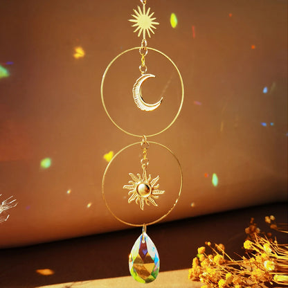 Crystal Wind Chimes Dream Catcher Stained Glass Sun Catcher Prism Rainbow Maker Window Garden Decoration Outdoor Christmas Gift