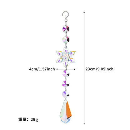 Crystal Wind Chime Snowflake Catcher Prisms Pendant Dream Catcher Rainbow Maker for Car Garden Christmas Hanging Drop Home Decor