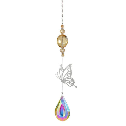 Crystal Windchimes Sun Catcher Silver Butterfly Hanging Pendant Jewelry Rainbow Chase Home Garden Window Curtain Wedding Decora