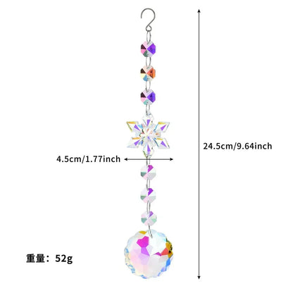 Crystal Wind Chime Snowflake Catcher Prisms Pendant Dream Catcher Rainbow Maker for Car Garden Christmas Hanging Drop Home Decor