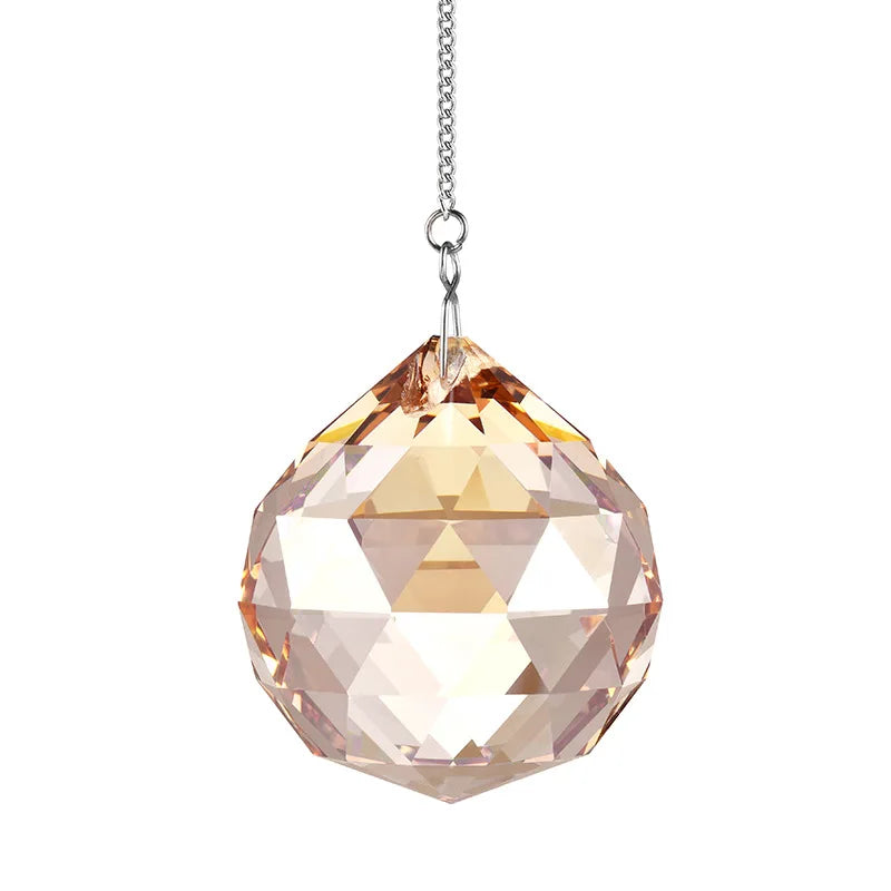 1pc Crystal Suncatcher Wind Chimes Gardening Crafts Transparent Pendant Hanging Decoration Rainbow Maker Prism Home Decor