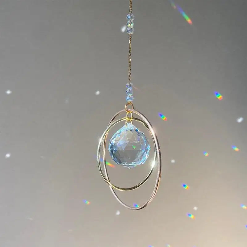 Suncatcher Hanging Crystal Moon Catcher Pendants Wind Chimes Rainbow Prism Window Drop Bell Christmas Tree Home Decor