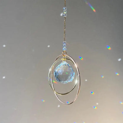 Suncatcher Hanging Crystal Moon Catcher Pendants Wind Chimes Rainbow Prism Window Drop Bell Christmas Tree Home Decor