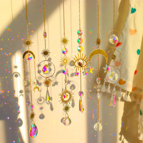 Crystal Wind Chimes Suncatcher Rainbow Prism Hanging Decor for Garden Window Christmas Tree Home Decor Sun Light Reflection Gift