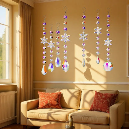 Crystal Wind Chime Snowflake Catcher Prisms Pendant Dream Catcher Rainbow Maker for Car Garden Christmas Hanging Drop Home Decor