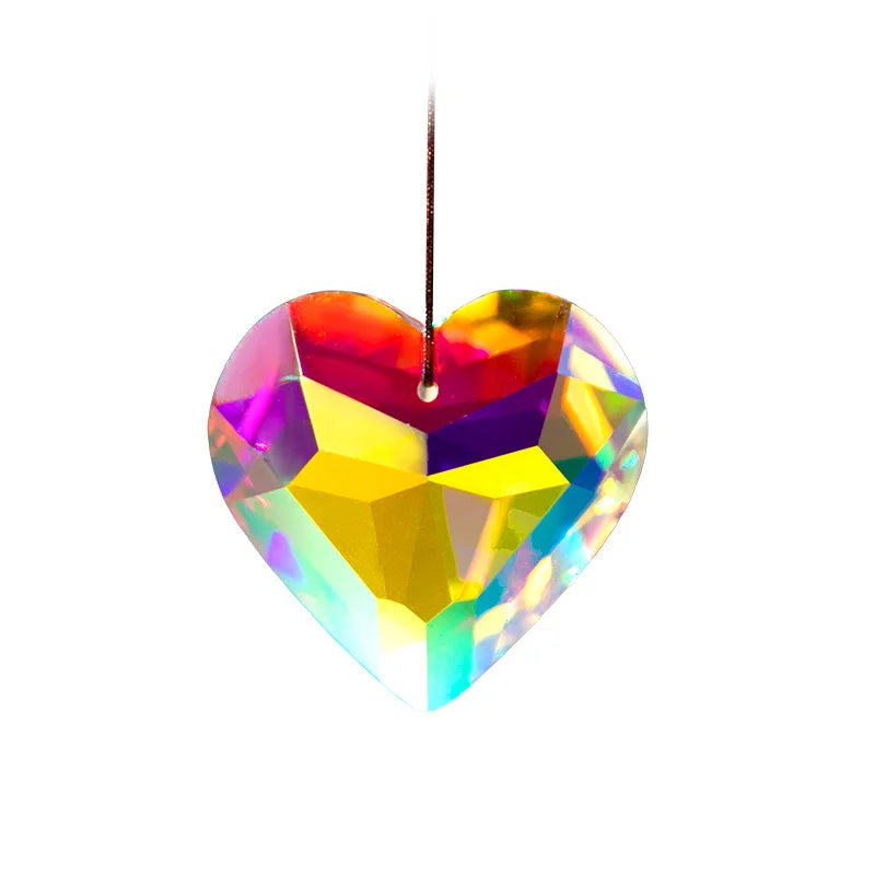 1pc Crystal Suncatcher Wind Chimes Gardening Crafts Transparent Pendant Hanging Decoration Rainbow Maker Prism Home Decor