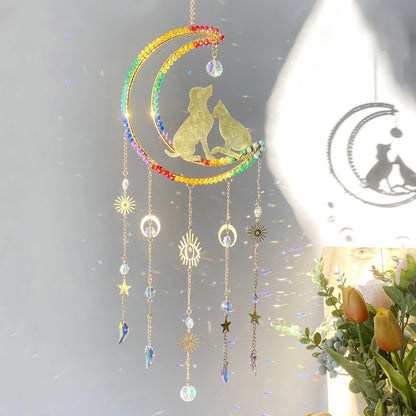 Dreamcatcher Suncatcher Crystal Sun Catcher Indoor Window Prism Ball Moon Rainbow Wind Chimes Car Hanging Garden Decoration Gift