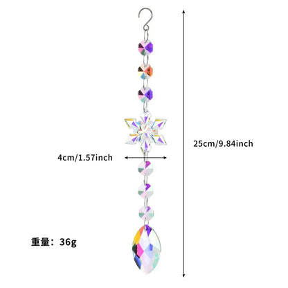 Crystal Wind Chime Snowflake Catcher Prisms Pendant Dream Catcher Rainbow Maker for Car Garden Christmas Hanging Drop Home Decor