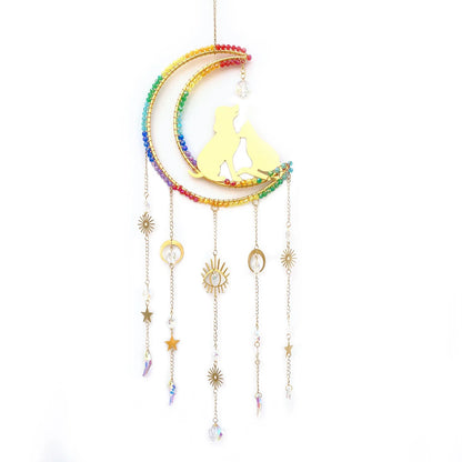 Dreamcatcher Suncatcher Crystal Sun Catcher Indoor Window Prism Ball Moon Rainbow Wind Chimes Car Hanging Garden Decoration Gift