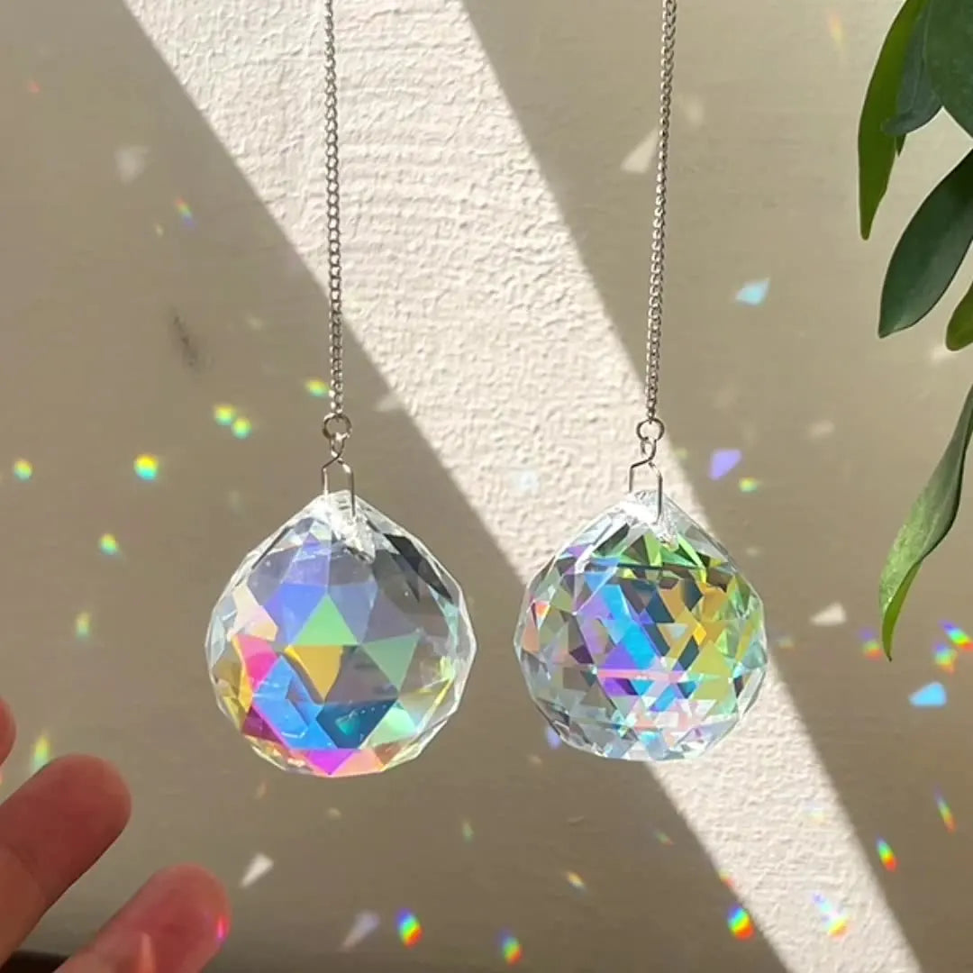 1pc Crystal Suncatcher Wind Chimes Gardening Crafts Transparent Pendant Hanging Decoration Rainbow Maker Prism Home Decor
