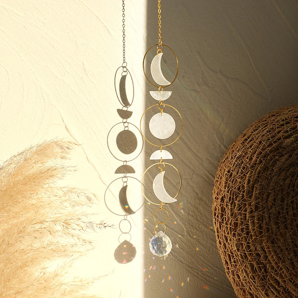 Crystal Wind Chimes Dream Catcher Stained Glass Sun Catcher Prism Rainbow Maker Window Garden Decoration Outdoor Christmas Gift