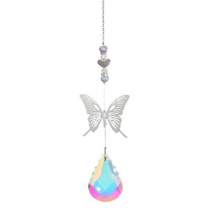 Crystal Windchimes Sun Catcher Silver Butterfly Hanging Pendant Jewelry Rainbow Chase Home Garden Window Curtain Wedding Decora