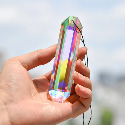 1pc Crystal Suncatcher Wind Chimes Gardening Crafts Transparent Pendant Hanging Decoration Rainbow Maker Prism Home Decor